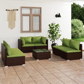 3102228 vidaXL Set mobilier de grădină cu perne, 7 piese, maro, poliratan