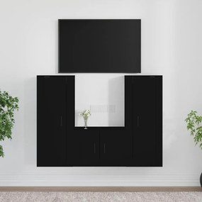 3188743 vidaXL Set dulapuri TV, 3 piese, negru, lemn prelucrat