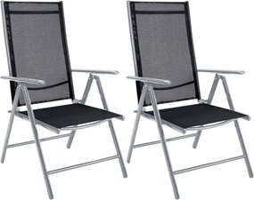 Scaun de grădină MARBELLA, set 2 buc., pliabil, argintiu/negru Casaria
