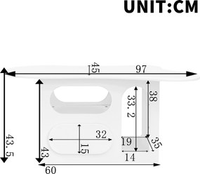 Masă de cafea cu sertare, masă de cafea în formă de nor cu spații de depozitare deschise, 97x45x43,5 cm, Alb