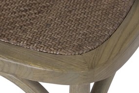 Scaun dining din lemn de ulm cu spătar și șezut împletit din rattan, 44×42×95 cm, „Medallion"