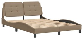 3208174 vidaXL Cadru de pat cu tăblie, cappuccino, 120x200 cm, piele ecologică