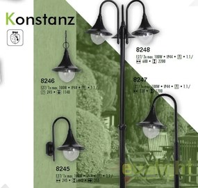 Stalp de exterior clasic inaltime 120cm, IP44, Konstanz 8247 RX