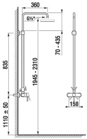 JIKA H3352770040001 - Set de duș LYRA cu baterie, crom lucios