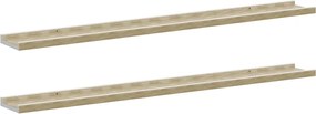 vidaXL Rafturi de perete, 2 buc., alb și stejar sonoma, 100x9x3 cm