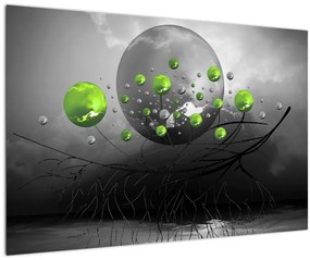 Tabloul cu bile abstracte verzi (90x60 cm)