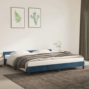 347595 vidaXL Cadru de pat cu tăblie, albastru închis, 200x200 cm, catifea