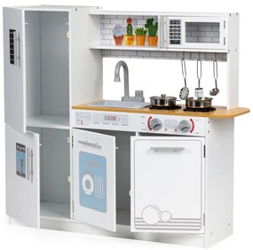 Bucătărie din lemn pentru copii cu lumini și oale