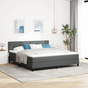 vidaXL Pat cu arcuri cu saltea gri închis 180x200 cm țesătură