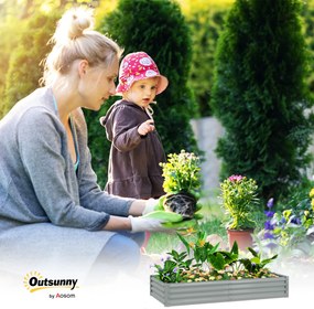 Outsunny Jardinieră de Exterior din Oțel cu Fund Deschis și Margini Întărite, 180x90x30 cm, Gri Argintiu | Aosom Romania
