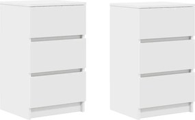 vidaXL Noptiere cu 3 sertare 2 buc Alb 39x35x65 cm