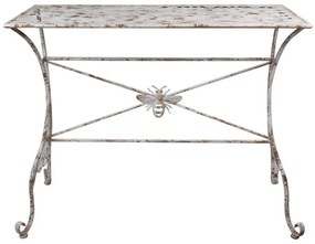 Masa de exterior, alb, din metal, cu aspect vintage, Abeille I