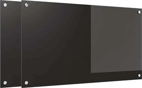 vidaXL Panou de bucătărie 2 pcs Negru 90 x 50 cm sticlă securizată