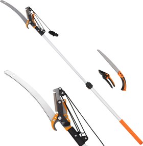 Outsunny Ferăstrău Manual 2-în-1 cu Tijă Telescopică din Aluminiu de 2-3 m, Ferăstrău de Tăiere și Foarfece cu Blocare de Siguranță | Aosom Romania