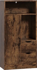HOMCOM Dulap Baie Îngust cu 2 Sertare și Rafturi Reglabile pentru Bucătărie, Living, Hol, Maro Rustic | Aosom Romania