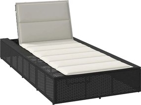 vidaXL Sezlong cu pernă plutitoare Rattan poli negru
