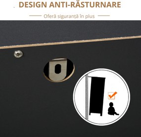 HOMCOM Noptieră Modernă din Lemn cu 5 Sertare și Picioare Ridicate din Pin, Design Elegant, Gri Închis, 80x40x80cm | Aosom Romania