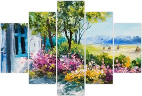 Tablou - Grădina din fața casei, pictură în ulei (150x105 cm)