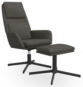 3097799 vidaXL Scaun de relaxare cu taburet, gri închis, catifea