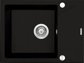 Chiuveta bucatarie compozit cu picurator negru mat 59 cm Deante Evora 590x440 mm, Negru mat