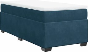 vidaXL Pat box spring cu saltea, albastru închis, 90x190 cm, catifea
