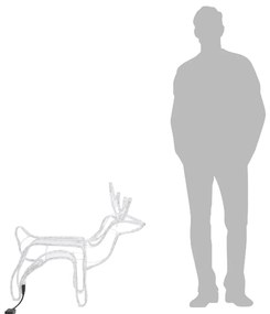 Figurina ren de Craciun, 2 buc., alb cald, 60x30x60 cm 2