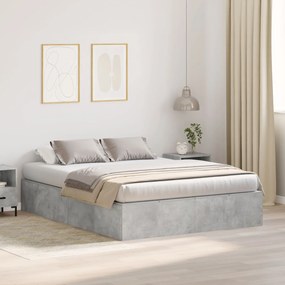 vidaXL Patul cu depozitare gri beton 135x190 cm