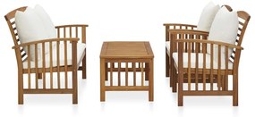 3057975 vidaXL Set mobilier de grădină cu perne, 4 piese, lemn masiv de acacia