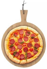 Placa de taiat pizza Kinghoff  KH 1674, 35 cm, Maner confortabil, Bambus