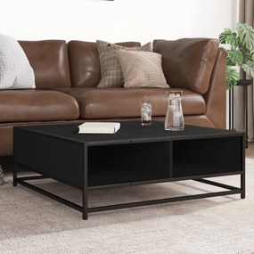 vidaXL Măsuță de cafea, negru, 80x80x30 cm, lemn prelucrat și metal