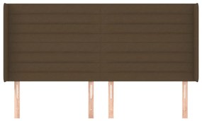 Tablie de pat cu aripioare maro inchis 203x16x118 128 cm textil 1, Maro inchis, 203 x 16 x 118 128 cm
