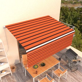 vidaXL Copertină retractabilă manual cu stor, portocaliu&amp;maro, 4,5x3 m