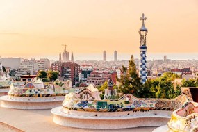 Fotografie Barcelona cityscape with Sagrada Familia seen, Alexander Spatari