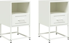 vidaXL Noptiere, 2 buc., alb, 36x39x60,5 cm, oțel