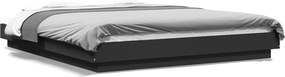 vidaXL Cadru de pat cu lumini LED, negru, 150x200 cm, lemn prelucrat