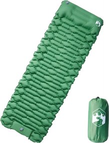 vidaXL Saltea camping auto-gonflabilă, cu pernă, 1 persoană, verde