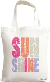 Sacosa de Panza pentru Cumparaturi, Geanta Tote, model Sunshine 38 x 34.5 cm, Alba, BEKZ®