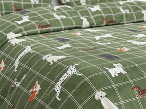 Lenjerie de pat din bumbac verde, WHITE DOGS