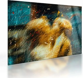 Tablou pe sticlă - Îngerii sărutăndu-se (70x50 cm)