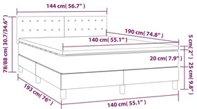 Pat cu arcuri, saltea si LED, crem, 140x190 cm, textil Crem, 140 x 190 cm, Nasturi de tapiterie