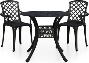 vidaXL Set mobilier bistro, 3 piese, negru, aluminiu turnat