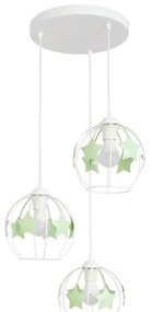 Lustră pe cablu pentru copii STARS 3xE27/15W/230V verde/alb