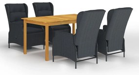 vidaXL Set mobilier de grădină, 5 piese, gri închis
