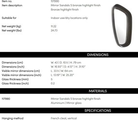 Oglinda decorativa design LUX Sandals S, bronz