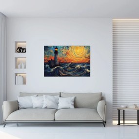 Tablou - Far în valuri (90x60 cm)