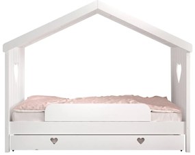 Set AMORI în alb format dintr-un Pat copii Vipack fără cap (90 x 200 cm), un sertar de Pat copii și o protecție împotriva căderii.