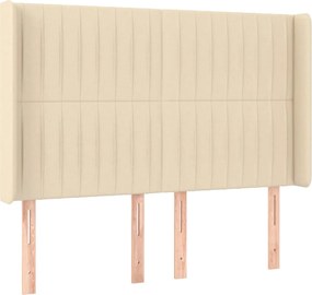 vidaXL Tăblie de pat cu aripioare, crem, 147x16x118/128 cm, textil