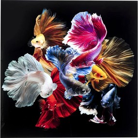 Tablou din sticla Colorful Swarm Fish 120x120 cm