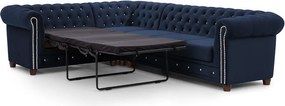Colțar albastru extensibil cu tapițerie din catifea (cu colț pe partea stângă/în formă de ”L”) York Blik – Ropez