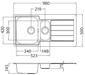Chiuvetă de bucătărie ALVEUS 1082440 LINE 98x50 cm crom